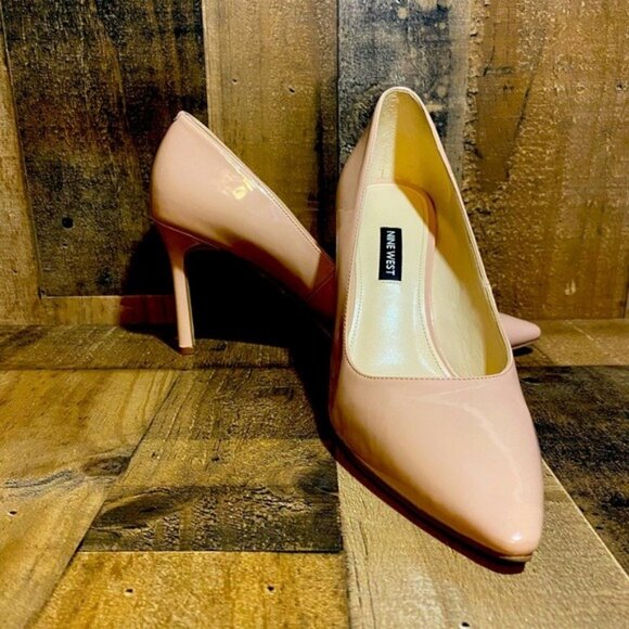 Nine West Nude Pink Patent Leather Pointed Toe Heels 9M Womens Dress Shoes - Picture 5 of 5